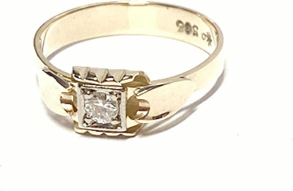 feiner Goldring in 585/- Gelbgold mit Brillant 0,1ct #54