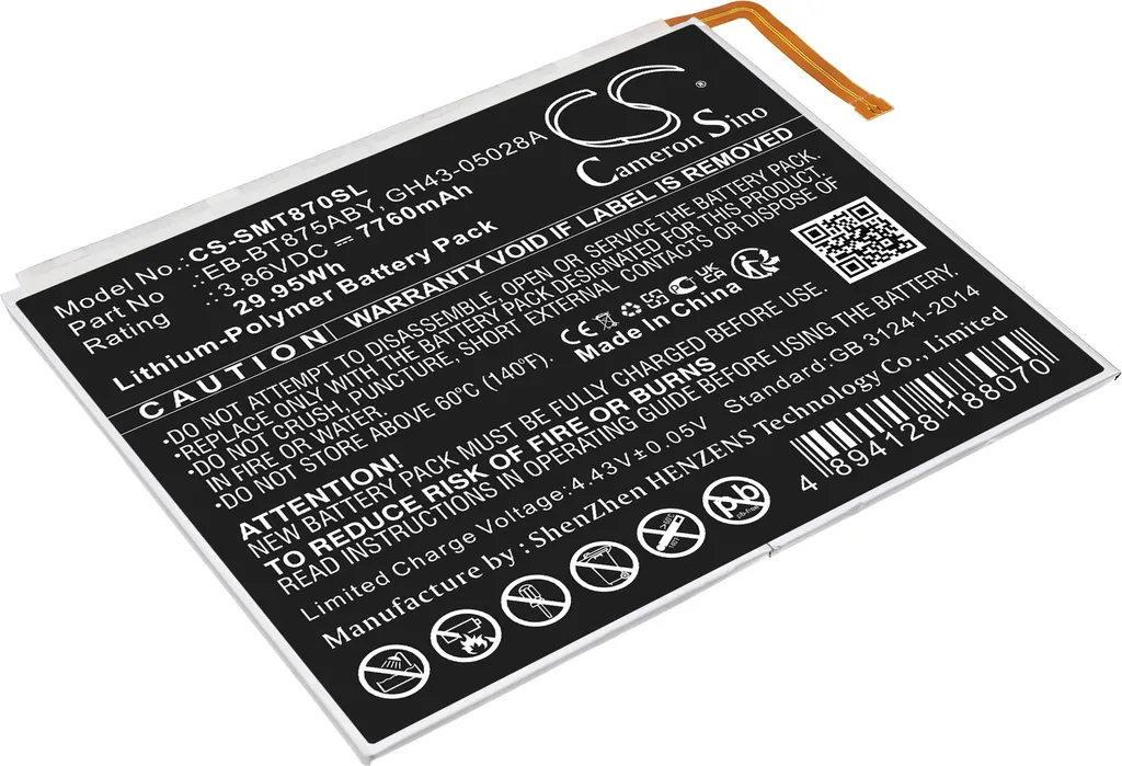TECHTEK Batteria compatibile con [Samsung] Galaxy Tab S7 11.0, Galaxy Tab S7 5G UW 11.0, SM-T870, SM-T875N, SM-T878U sostituisce EB-BT875ABY, per GH4