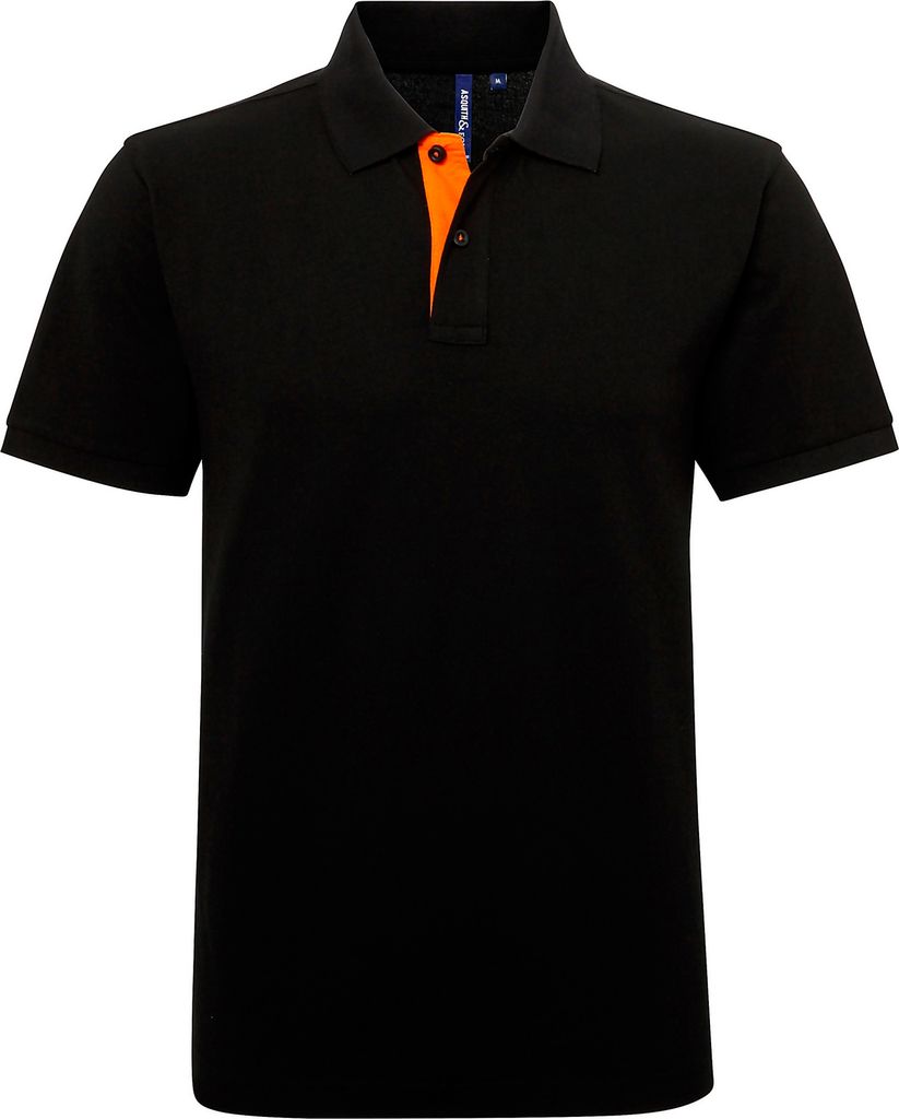 Asquith & Fox Herren Polo-Shirt, kurzärmlig RW4810 (M) (Schwarz/Orange)