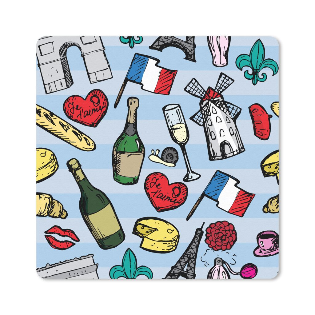 MuchoWow Mauspad Mousepad Paris - Muster - Frankreich 30x30 cm - Mousepads - Maus Mat - Pad - Mausunterlage - Gaming