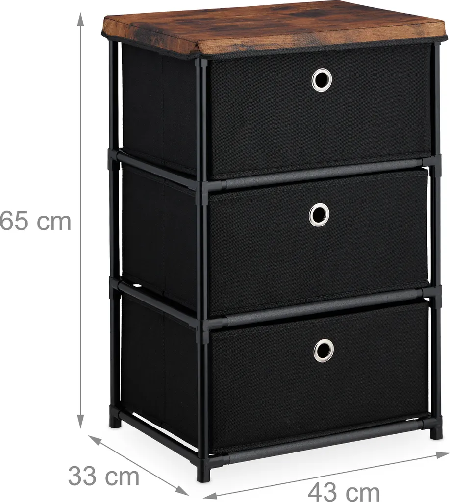Commode aspect bois avec tiroirs tissu - Solution rangement gain de place - 4