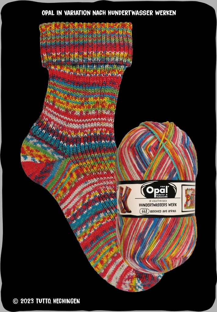 Opal Sockengarn - Hundertwasser-Edition - 4fach Farbe: 4054 Werk 668 Abschied aus Afrika