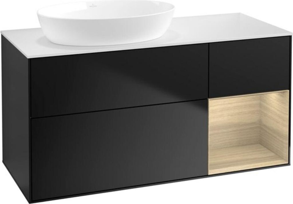 V&B Waschtischunterschrank Finion 120cm, Pl wh. m, Reg Oa ven, bla m Lac