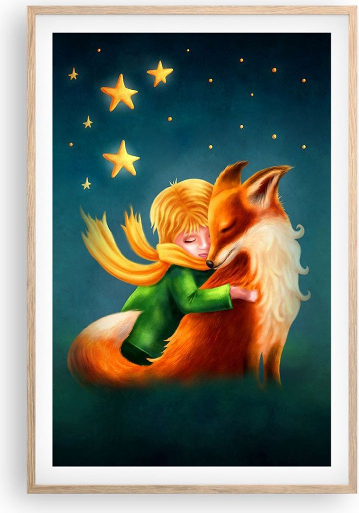 Gerahmtes Poster - Rahmen in heller Eiche - Klein Prinz Nov - 61x91,5 cm - Wand Bild - Wanddeko - Wandbilder - Kunstposter - Wandposter - Bilderrah...