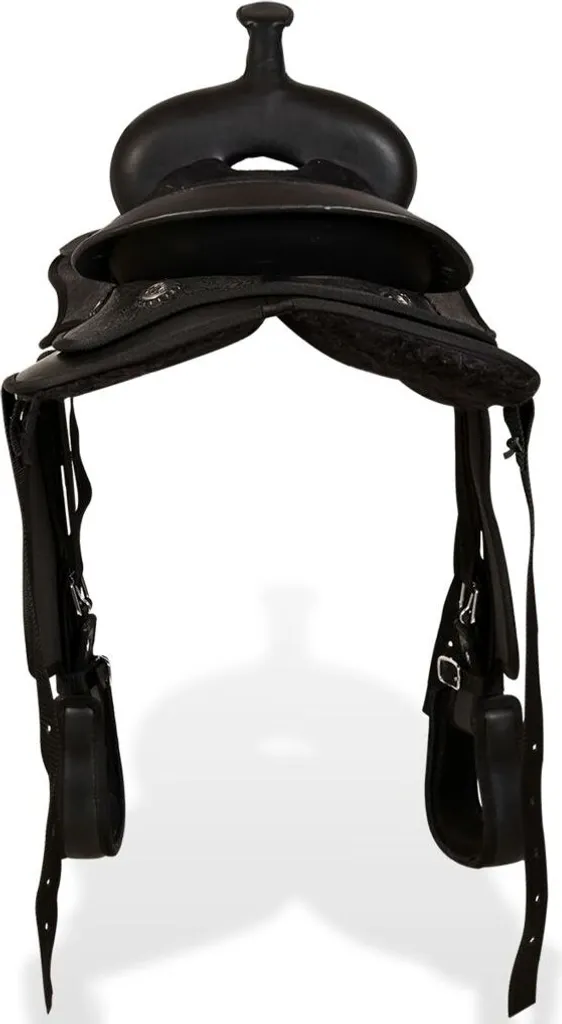 Selle western 12 pouces en cuir véritable noir avec accessoires - 5