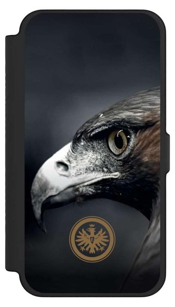 NIVOCASE Klapphülle für Apple iPhone 12 Pro Max Handyhülle aus Kunst Leder NIVOflip schwarz Adler Eintracht Frankfurt Offizielles Lizenzprodukt