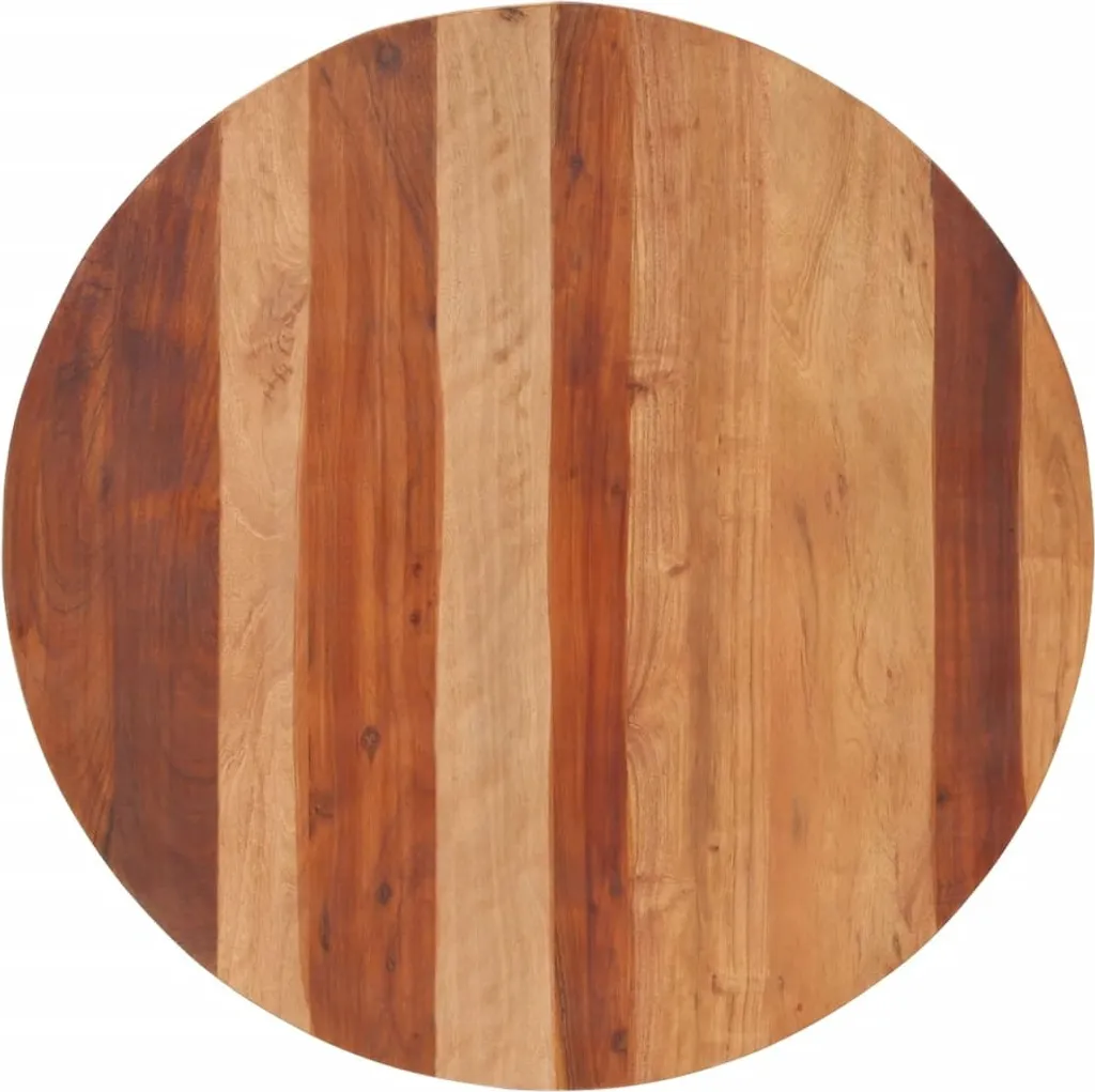 Plateau de table en acacia massif rond 80 cm épaisseur 25-27 mm naturel