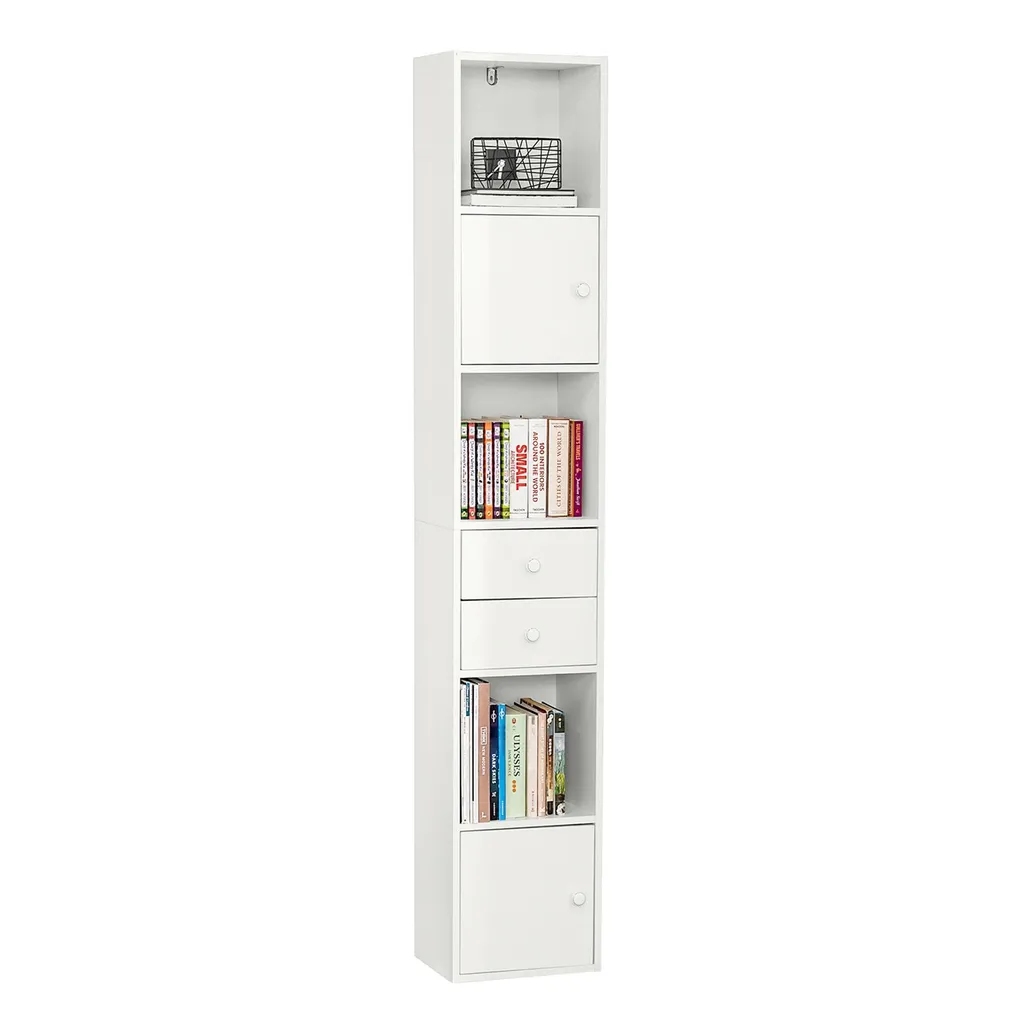Armoire de Classement Verticale Gain de Place pour Petit Bureau - Blanc