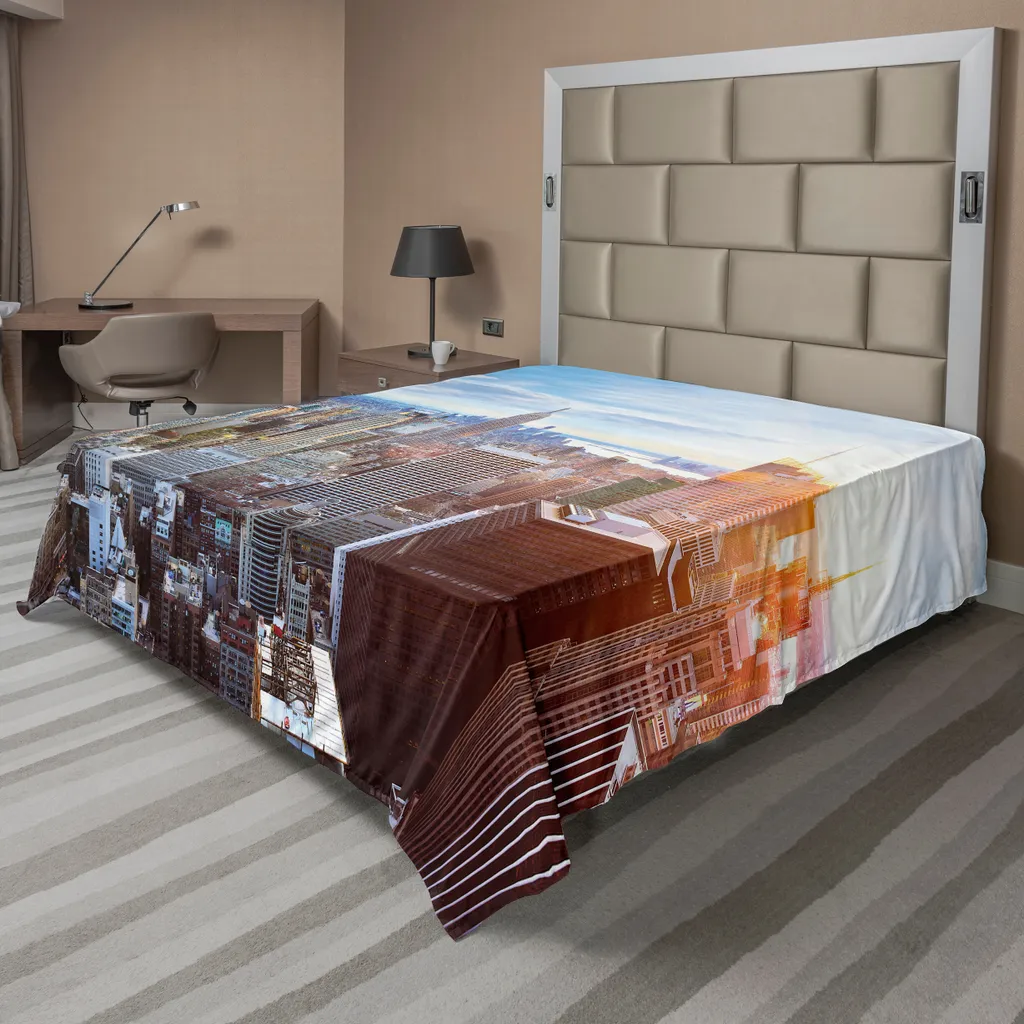 Drap de Lit Décoratif pour Chambre Moderne Motif New York 266x260 cm