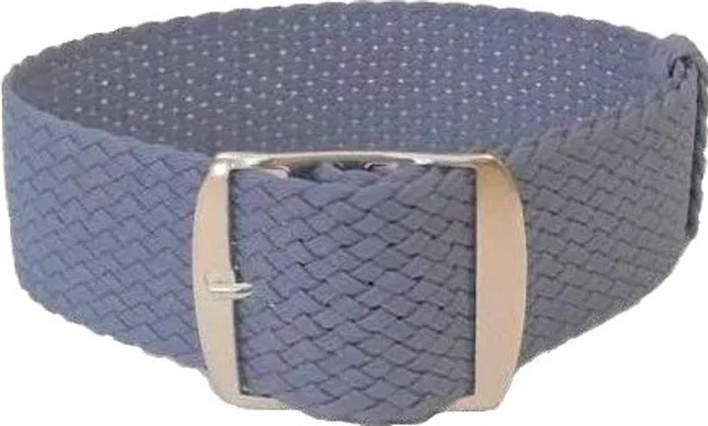 ClassicWatchStraps Perlon Uhrenarmband - Jeans Blau, 16 mm, Silber gebürstet