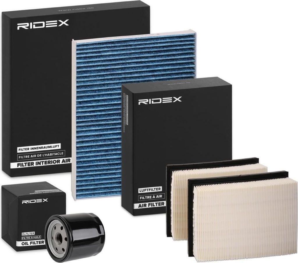 RIDEX Filterset Inspektionspaket Filtersatz für VW Lupo (6X1, 6E1) POLO (6N2) Polo Schrägheck (6N1) Caddy II Kastenwagen (9K9A) Polo Classic (6V2)