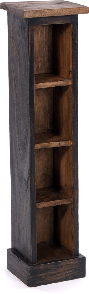 HOLZ CD REGAL TOWER | 75cm, Holzregal, Buch CD Rack mit 4 Fächern | Farbe: 04 schwarz-natur