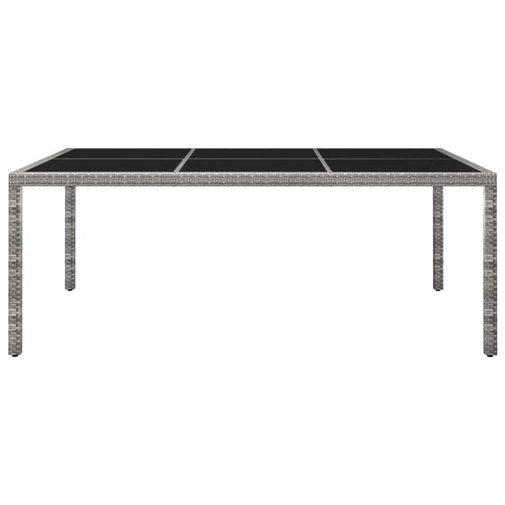 Table de jardin grise 200x150x74 cm en poly rotin pour 8-10 convives