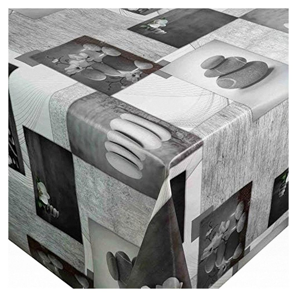 Wachstuch Steine Pusteblume Breite 80-140 cm Länge wählbar abwaschbare Tischdecke 130 x 210 cm eckig