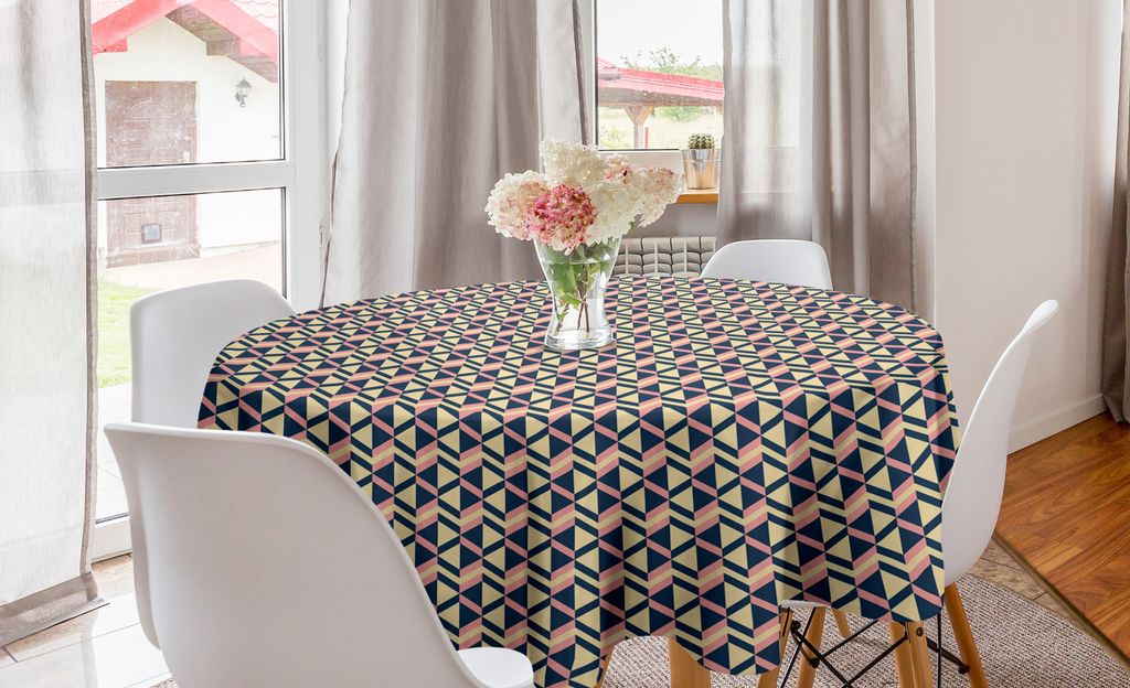 ABAKUHAUS Abstrakt Runde Tischdecke, Moderne Zigzags Triangles, Kreis Tischdecke Abdeckung für Esszimmer Küche Dekoration, 150 cm, Dunkle Schiefe...
