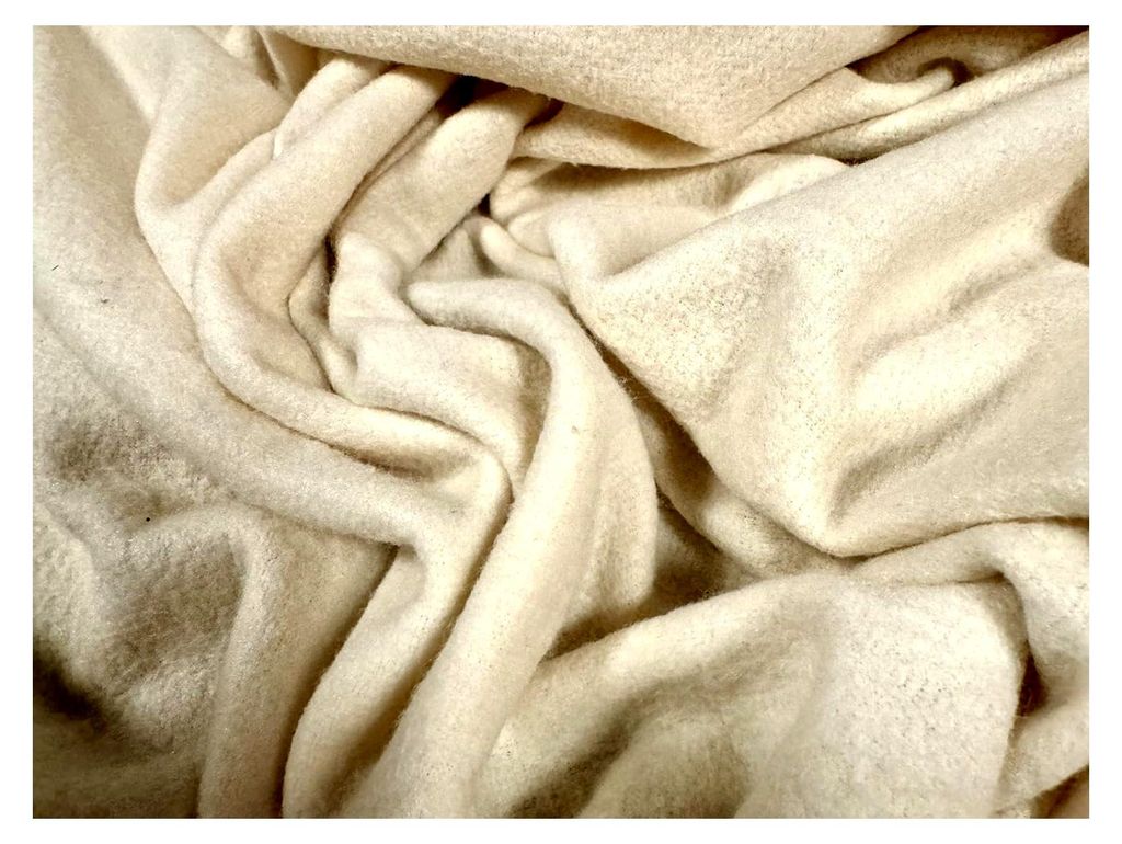 Stretch-Frottee-Rückseite, Fleece-Jersey-Stoff, Meterware, einfarbig, creme