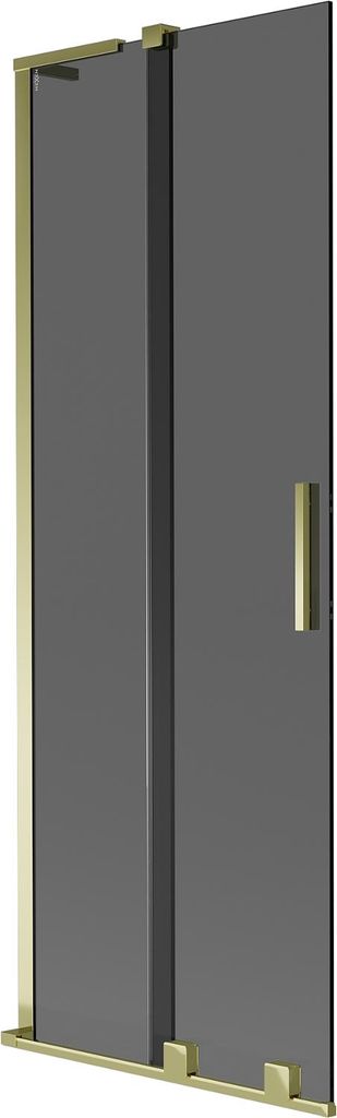 Mexen Velar L Badewannenwand 2-flügelig verschiebbar 75 x 150 cm, Graphit, Gold - 896-075-003-41-50
