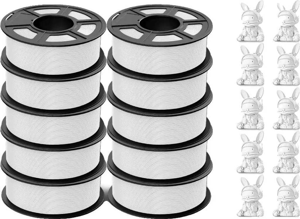 Filament 3D ABS Blanc 1.75mm de 10kg - Haute Résistance aux Chocs