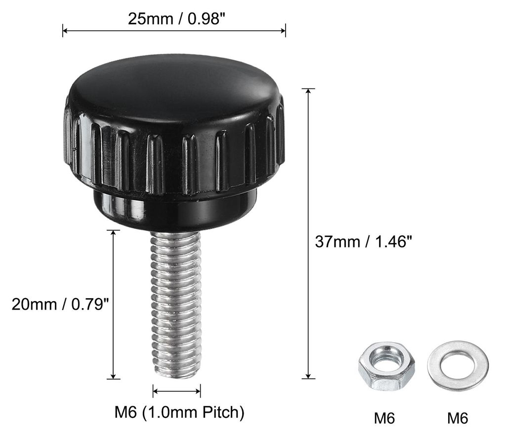 4 Stš¹ck R?ndelschraube mit Gewinde M6 x 20mm Rundkopfschraube mit Muttern Unterlegscheiben, Flš¹gelschrauben Edelstahl 304 Klemmhebel 25mm Kle...