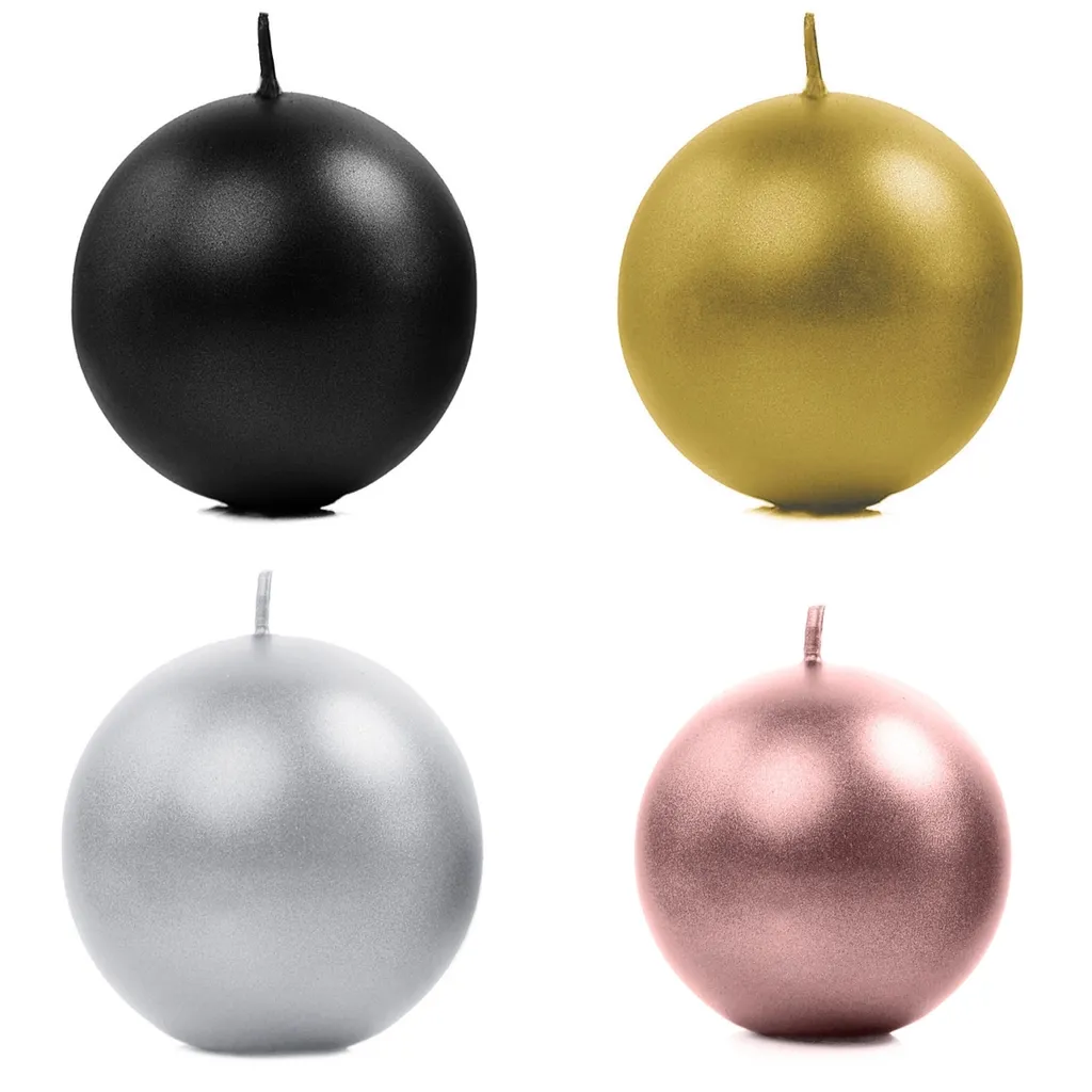 Set 6 Candele a Sfera Oro Metallizzato 8cm - Arredo e Compleanni - 5