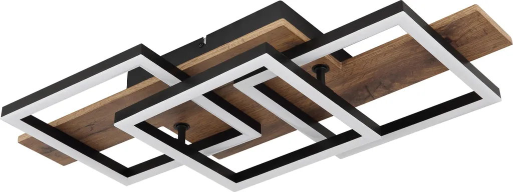 Plafonnier LED 58 cm Noir et Bois avec Finition Mat Haute Qualité