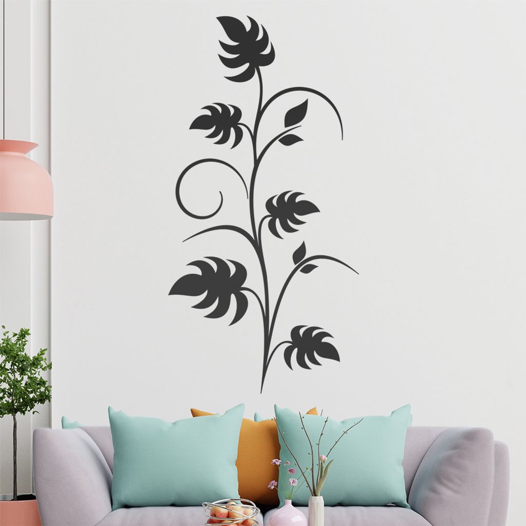 Pflanze - große Blätter - Fensterblatt Wandtattoo in 6 Größen - Wandaufkleber Wall Sticker - Dekoration, Küche, Wohnzimmer, Schlafzimmer, Bade...