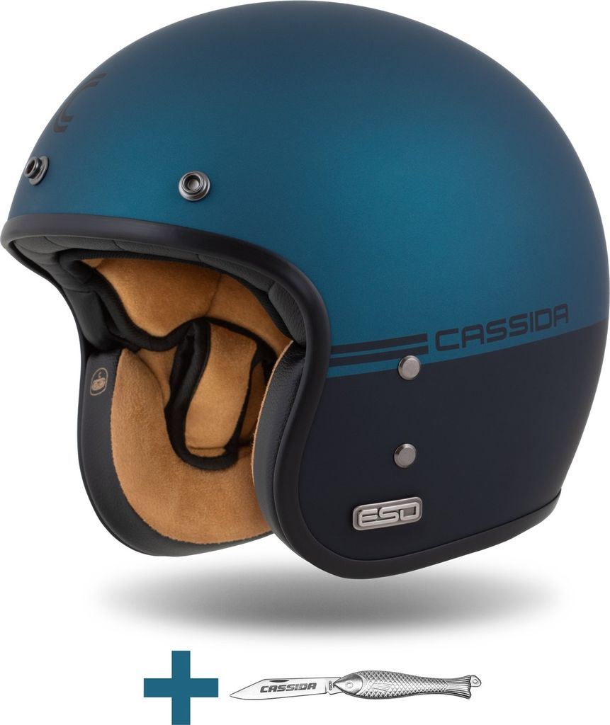 Openfacehelm Schutzhelm Quad Cassida ESO Super Hooligan metallic blue Größe S