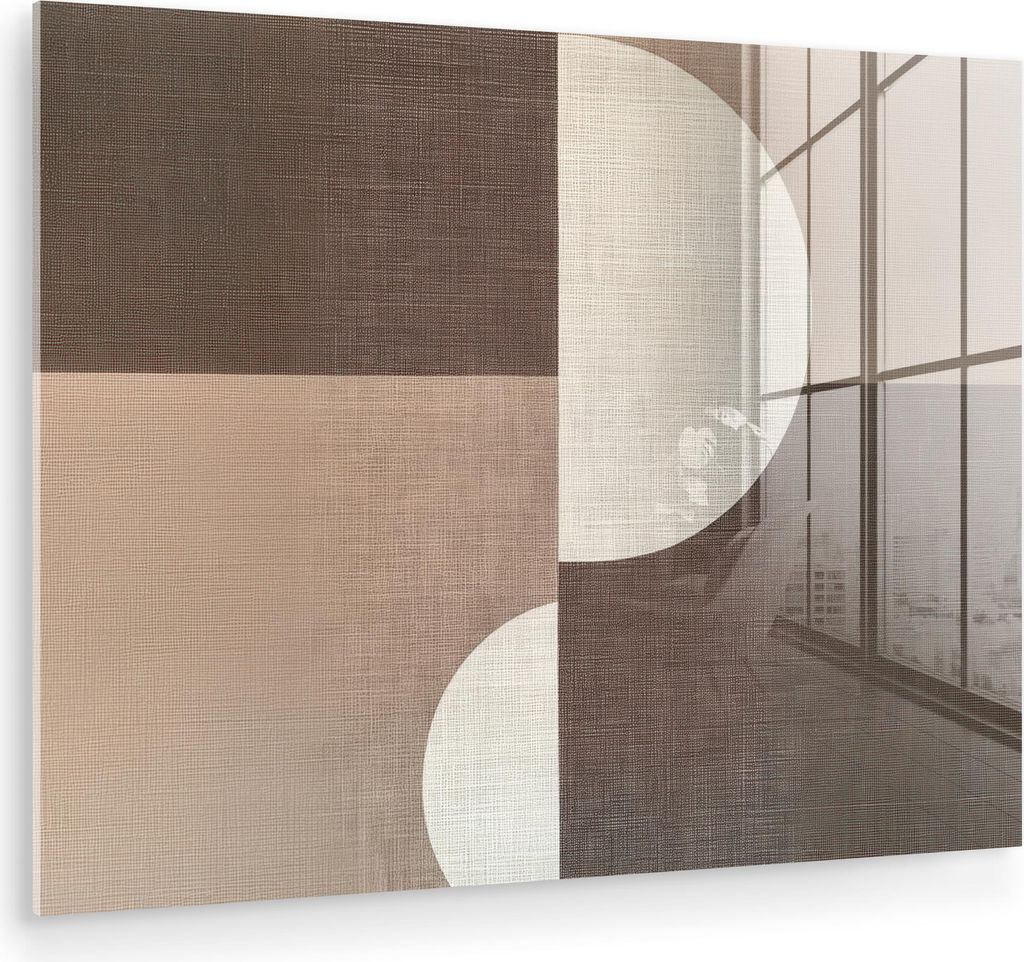 MuchoWow Glasbilder - Bilder auf Wandbild - Foto auf Glas Raster - Halbkreise - Kontrast 80x60 cm Wanddekoration aus Glas - Acrylglasbild - Acrylbi...