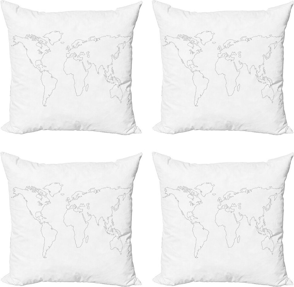 ABAKUHAUS Karte Kissenbezug Set (4 Stück), Einfache Gliederung Abstrakt, Moderner Doppelseitiger Digitaldruck, 50 cm x 50 cm, Schwarz-Weiss