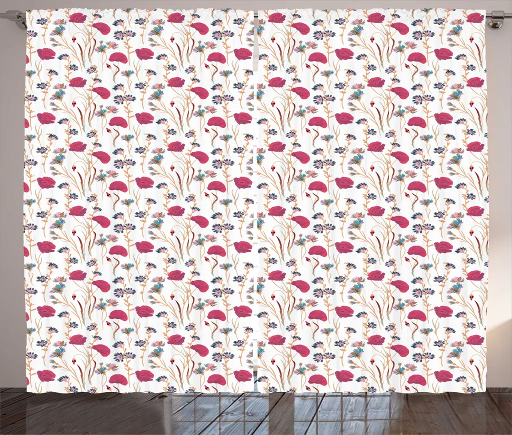 Tenda Moderna ABAKUHAUS Fiori Selvatici 280x245 cm Magenta Elegante