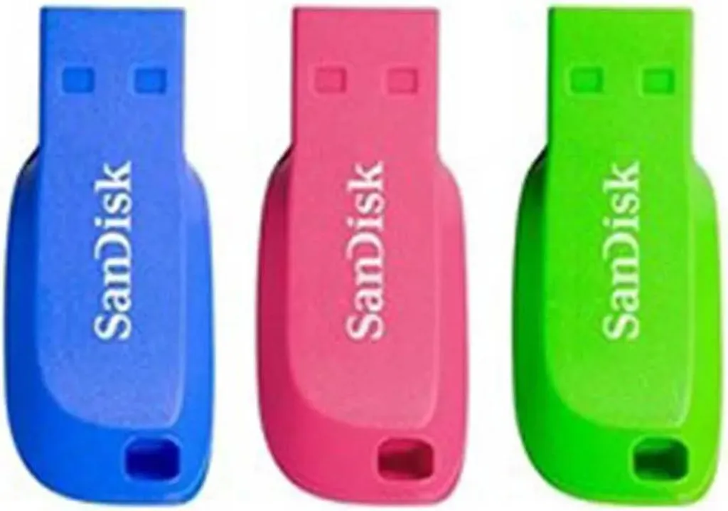 SanDisk B01NHBV6PE Pen Drive Cruzer Blade 16GB USB Kit 3 Pezzi Blu Rosa Verde