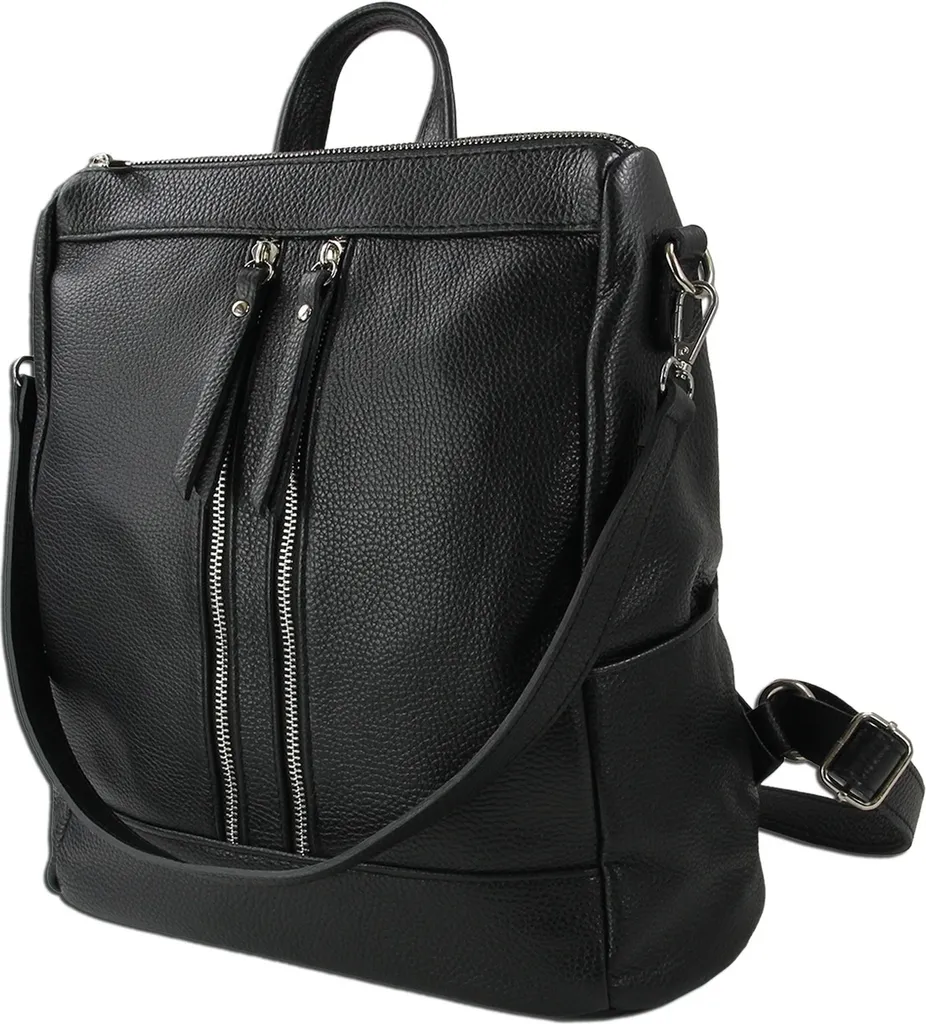 Sac à dos cuir noir zippé haute qualité Toscanto ORT100RS finition mat