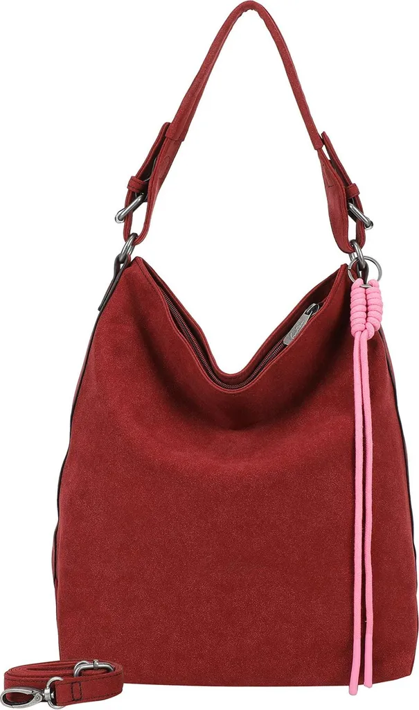 Sac à épaule bandoulière hobo en suédine bordeaux pour femme Bitzi01