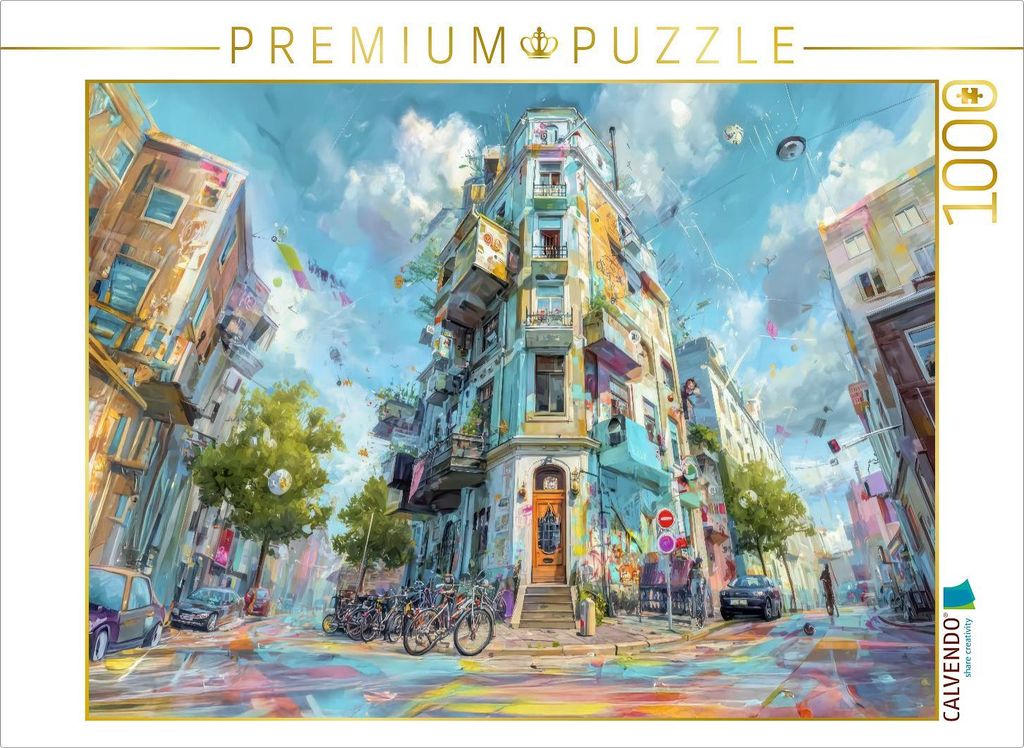 CALVENDO Puzzle Bunte Stadt | 1000 Teile Lege-Größe 64x48cm Foto-Puzzle für glückliche Stunden