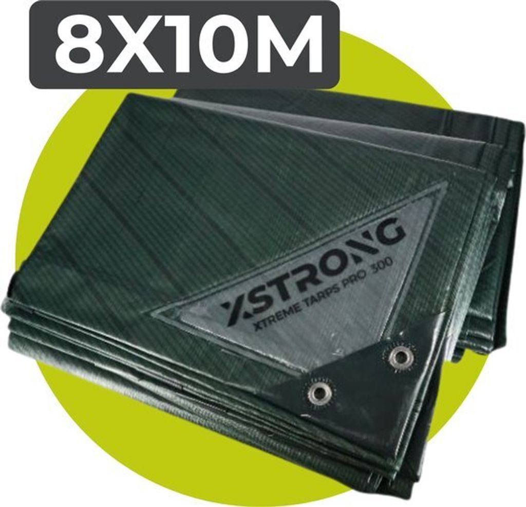 Xstrong Pro 300 - Abdeckplane - 8x10 - Grün - Wasserdicht & UV Best√§ndig - 3-lagige kreuzweise laminierte Plane