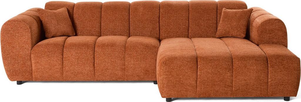 Lisa Design Curtis - Ecksofa rechts 4-Sitzer aus strukturiertem Stoff , Terrakotta