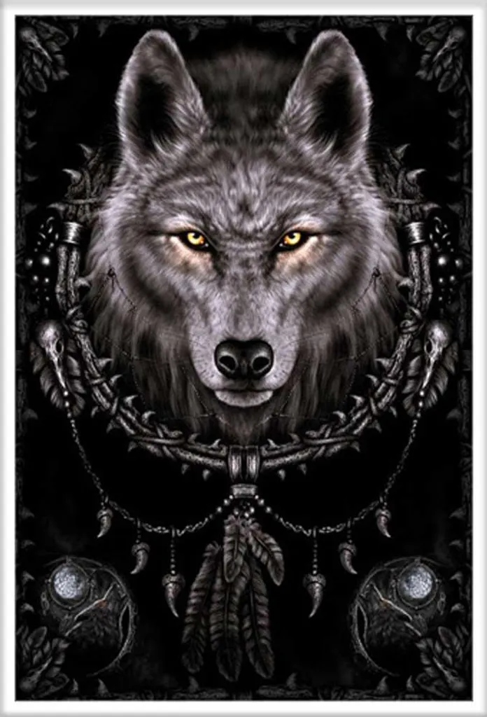 Poster Wolf Dreams Spirale 61x91,5 con Cornice Shinsuke MDF Bianco