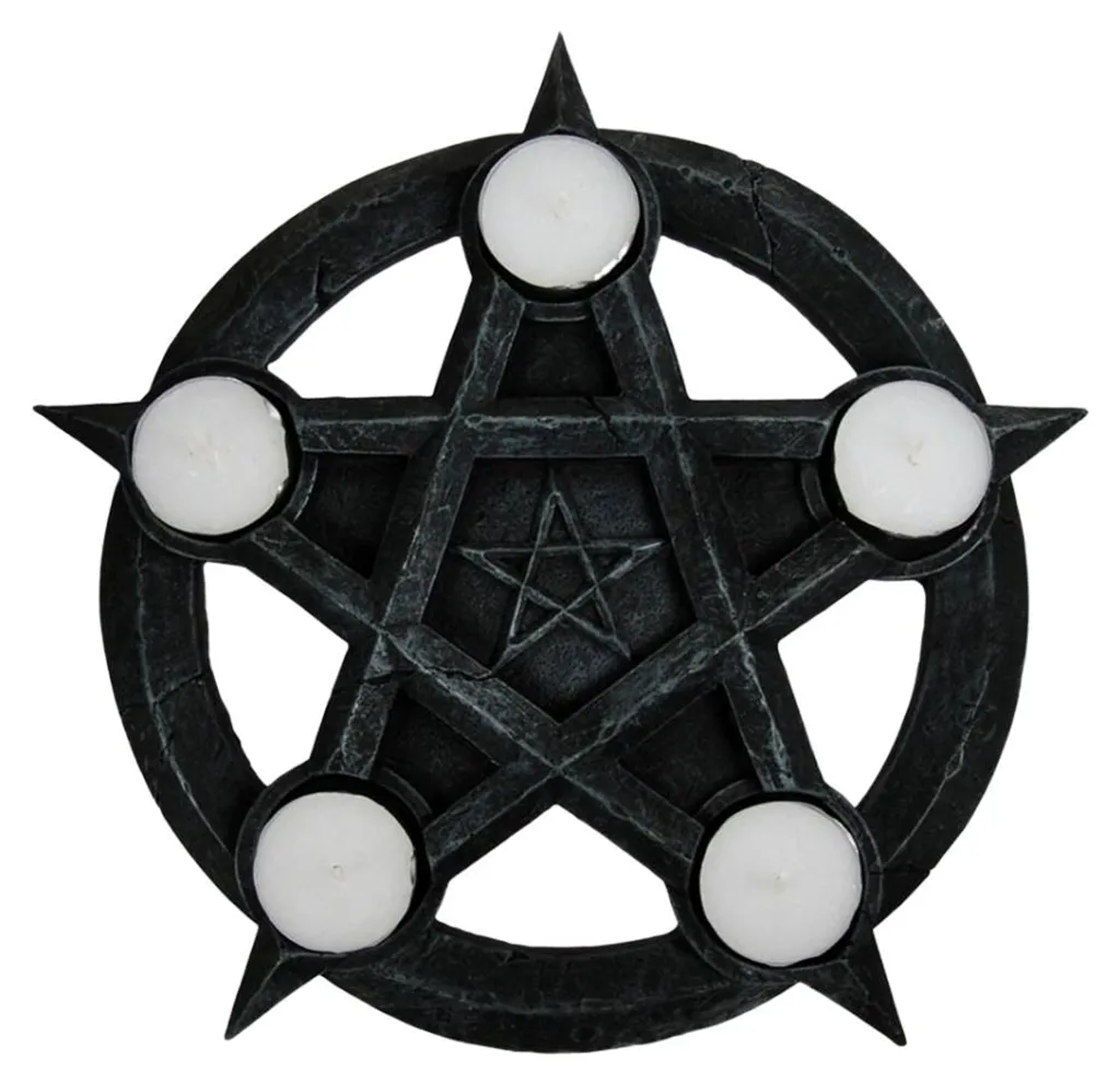 Pentagramme Porte-bougies pour méditation et décoration d'autel Wicca