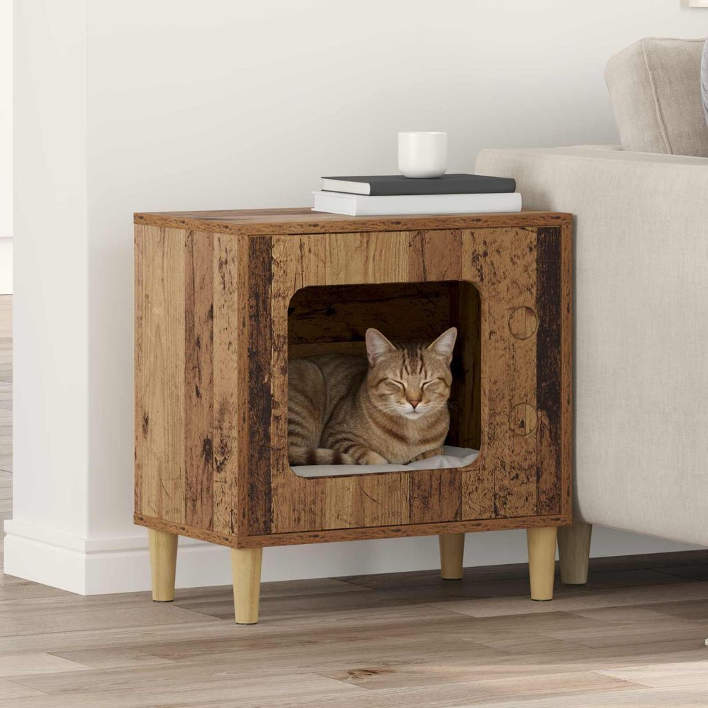 "Schlussverkauf" Katzenhaus moderne - Max. Gewicht: 60 kg - Altholz 51x30x52 cm Holzwerkstoff C15704