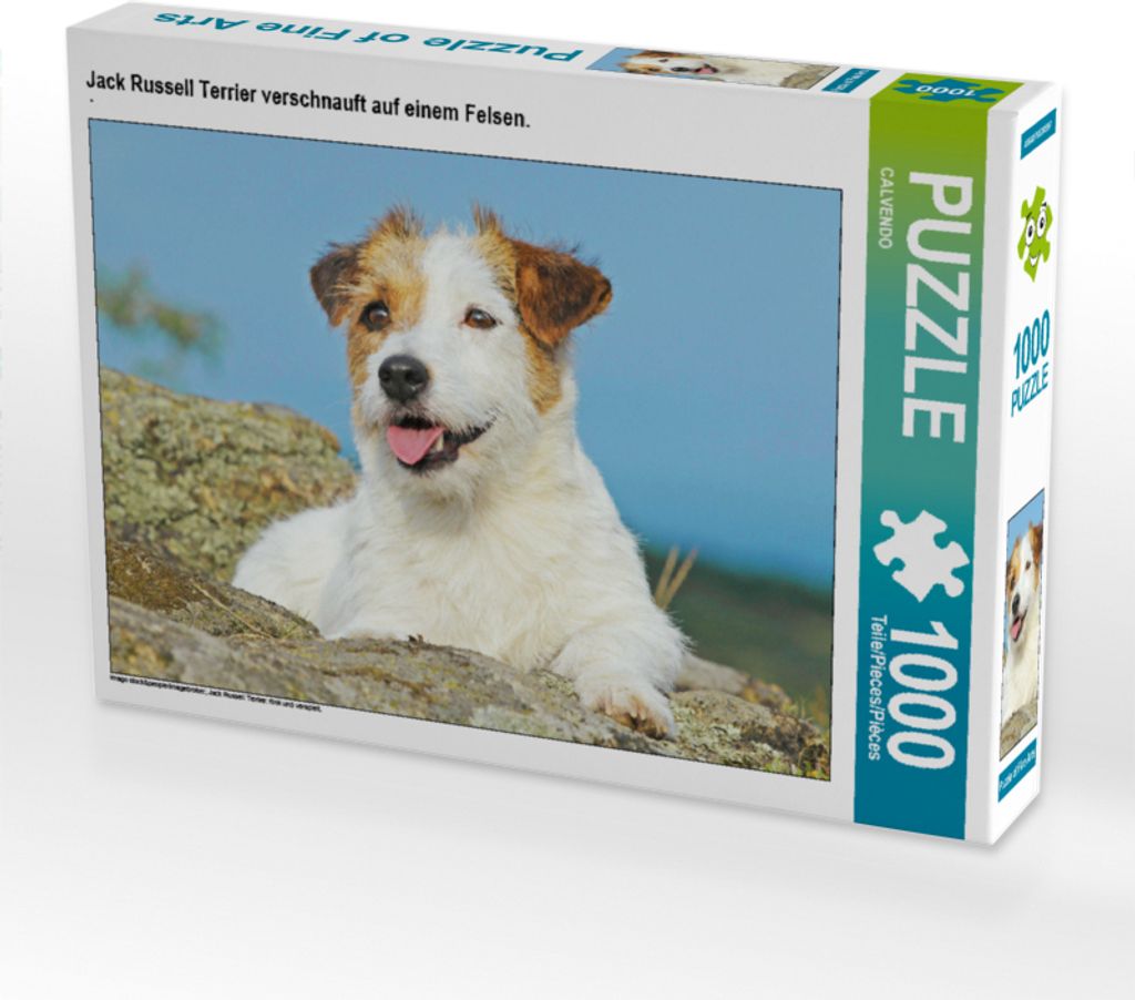 CALVENDO Puzzle Jack Russell Terrier verschnauft auf einem Felsen. | 1000 Teile Lege-Größe 64x48cm Foto-Puzzle für glückliche Stunden