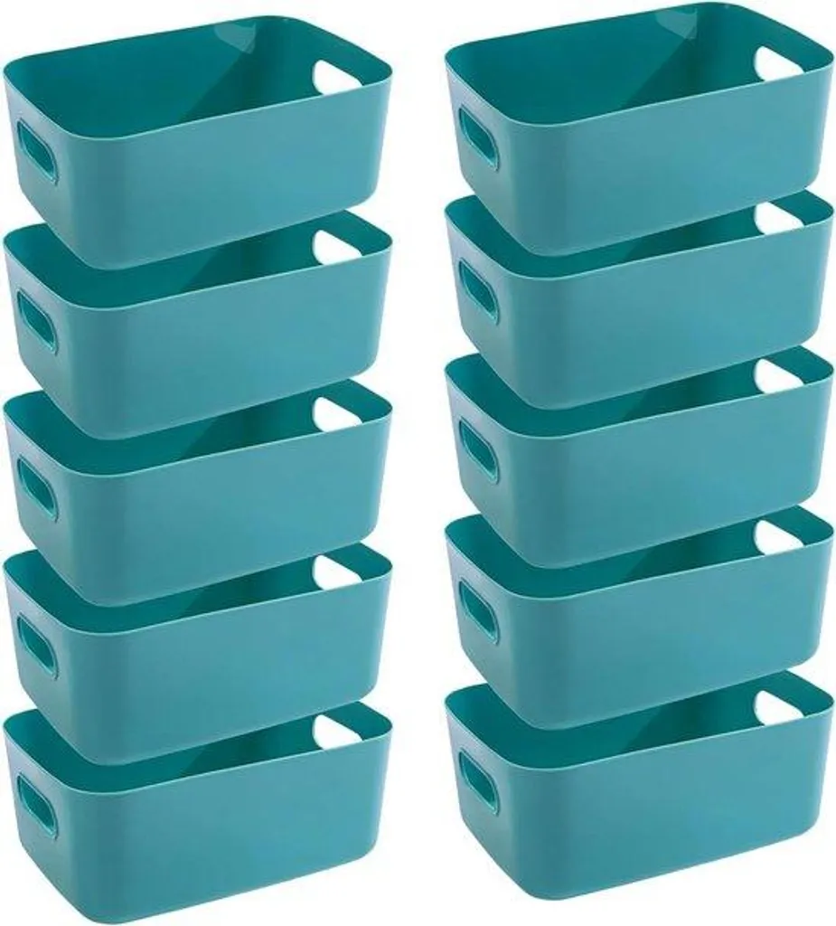 Lot de 10 mini-bacs de rangement en plastique vert - 15x11x5 cm