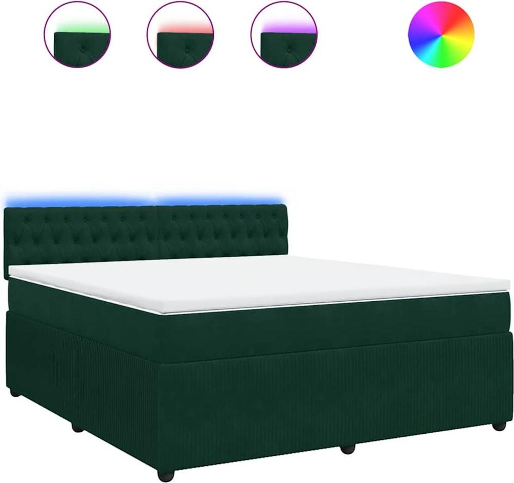 vidaXL Boxspringbett mit Matratze Dunkelgrün 180x200 cm Samt
