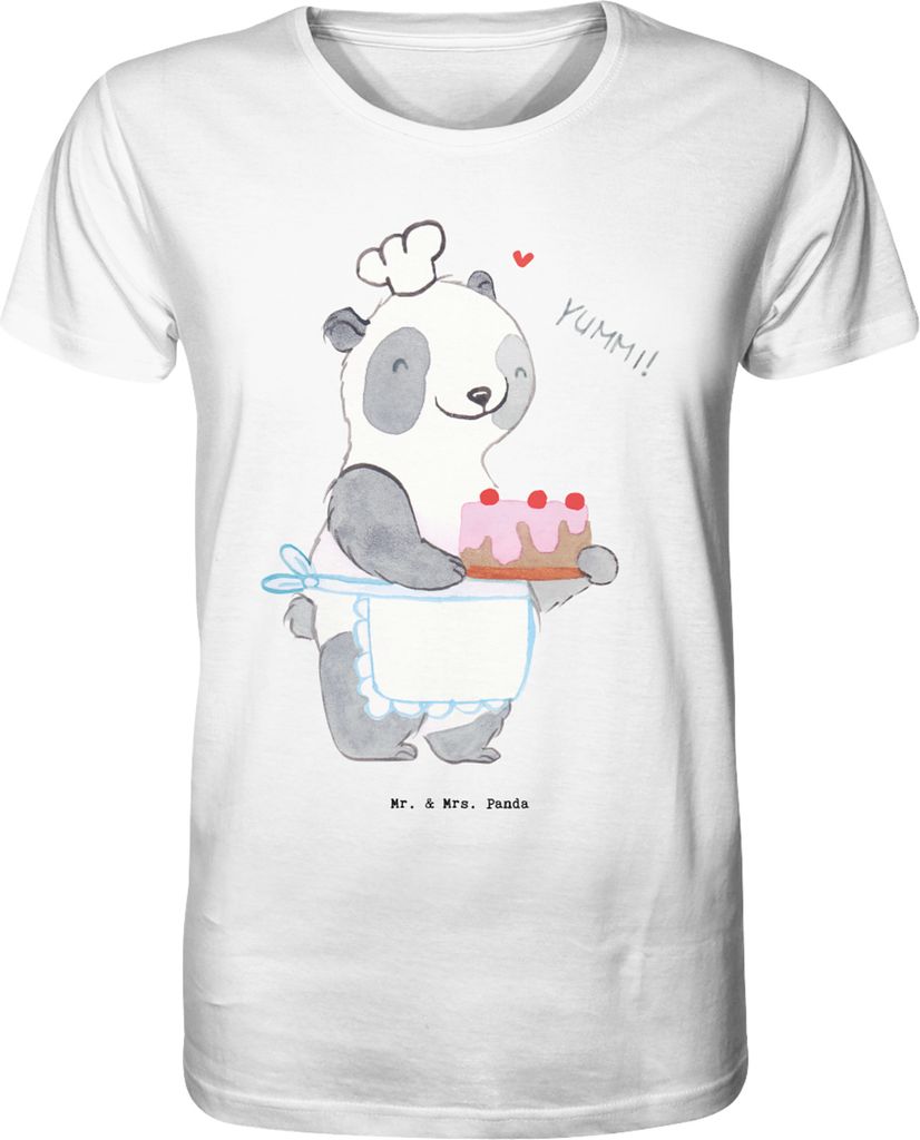 Mr. & Mrs. Panda Tshirt Panda Backen Größe S - Weiß - Geschenk, Hobbybäcker, T-Shirt Herren, Shirt, Kuchen, Oberteil, Motiv-T-Shirt