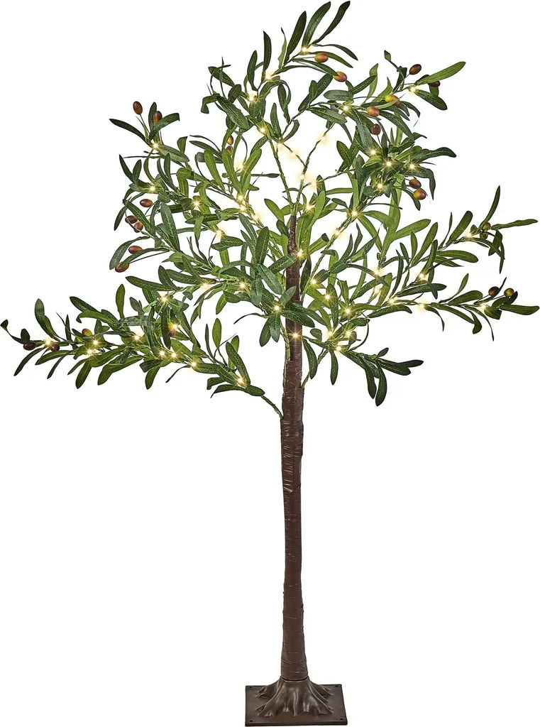 Sapin de Noël vert 120 cm avec lumières LED intégrées extérieur Beliani