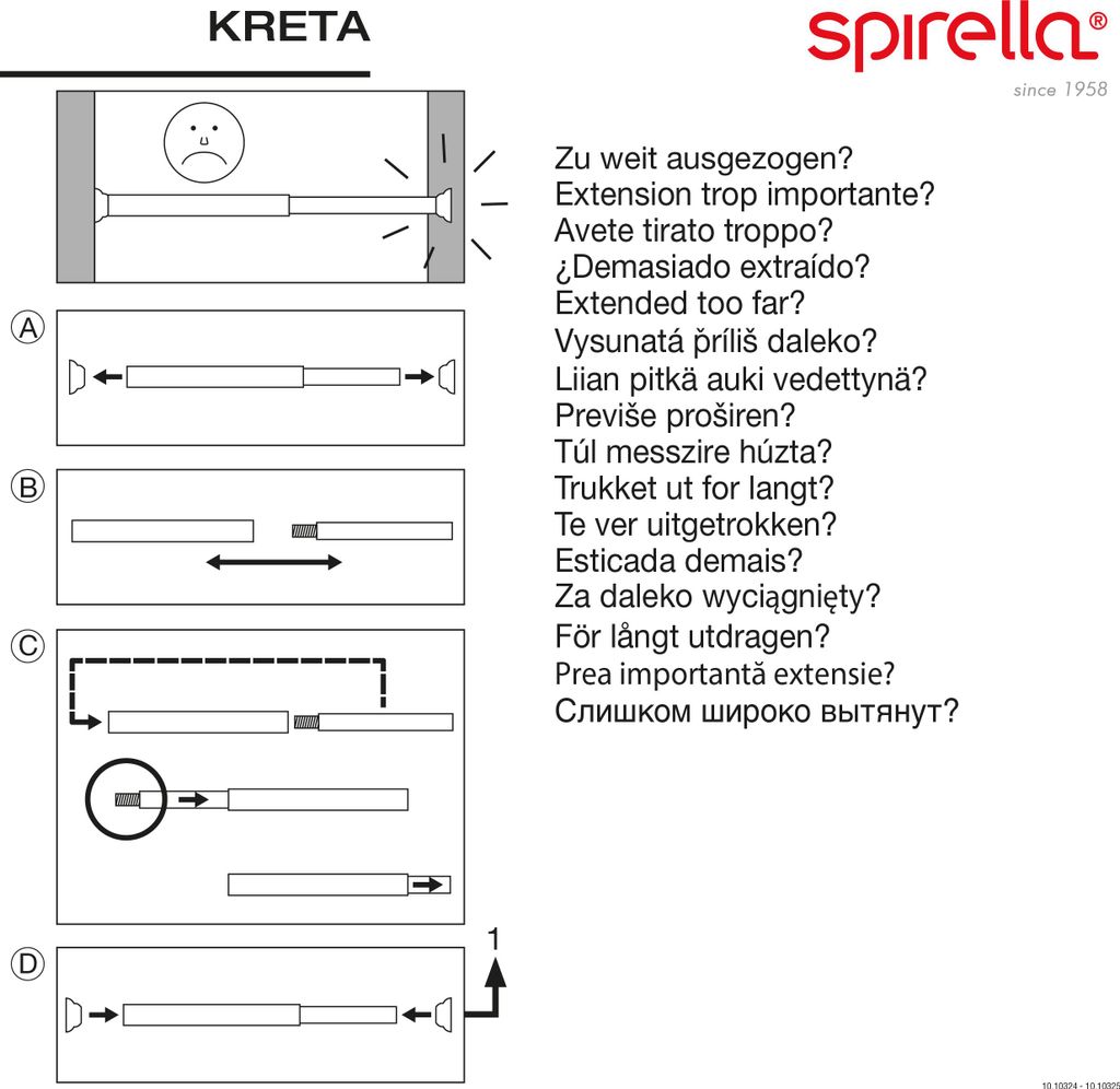 Spirella Teleskopstange Kreta | Duschvorhangstange ohne Bohren | Spannstange, durch Drehen verstellbar, sicherer Halt | als Duschstange, Kleidersta...