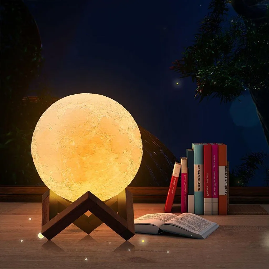 Lampe de Chevet Lune 3D pour Chambre Adulte et Enfant Alimentée par USB