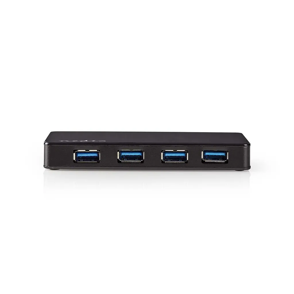 Hub USB 3.2 Gen 1 avec 4 Ports USB-A et Adaptateur Secteur Inclus - Noir