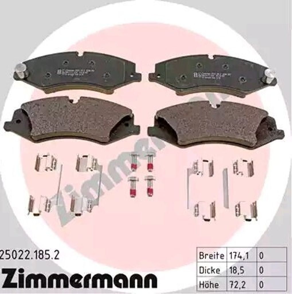 ZIMMERMANN 25022.185.2 Bremsbelagsatz, Scheibenbremse OE LR021253 kompatibel mit Range Rover, Discovery