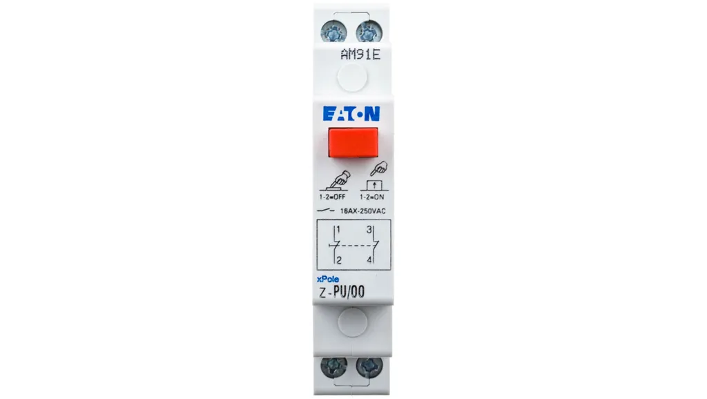 Bouton-poussoir modulaire 16A 2 contacts repos 276294 pour rail DIN