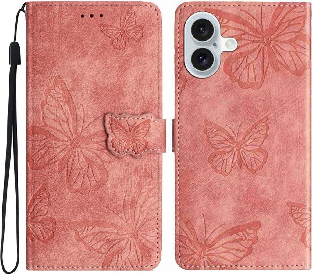 iPhone 17 Hülle - Coverup Schmetterlinge Klapphülle - Pink
